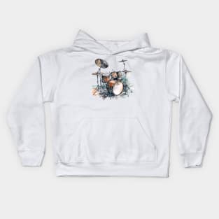 watercolor drumset Kids Hoodie